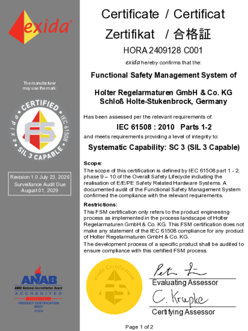 Zertifikat SIL systemische Eignung SC3